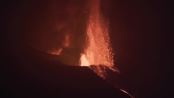 2021 Cumbre Vieja Volcanic Eruption Night Palma Canary Islands Spain — 图库视频影像