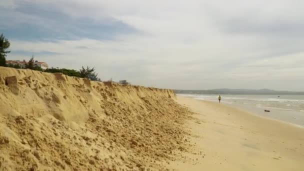 Tropical Sandy Beach Eroded Water Due Climate Change Rising Seas — Stockvideo