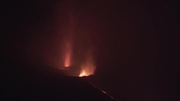 Cumbre Vieja Volcano Eruption Night Palma Canary Islands Spain Crater — 图库视频影像