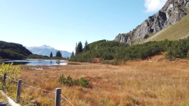 Geniş Açılı Doğa Avusturya Daki Wiegensee Gölü Dağ Alplerinin Görüntüsü — Stok video