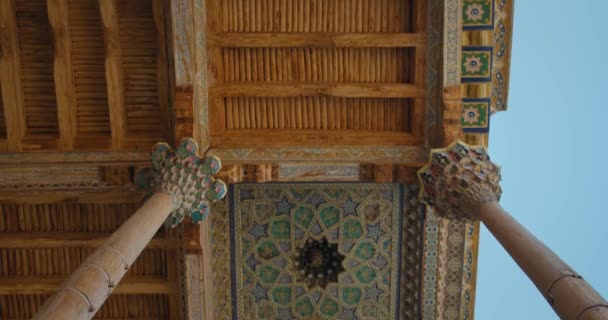 Bujará Uzbekistán Mezquita Bolo Hauz Construida 1718 Pequeño Minarete — Vídeos de Stock