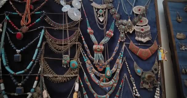 Jewelry Bukhara Uzbekistan Silk Road Shopping Street — Vídeo de stock