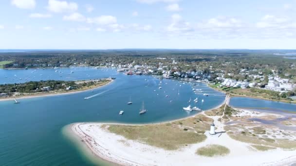 Beautiful Scenery Edgartown Harbor Martha Vineyard Island Massachusets Aerial Shot — 图库视频影像