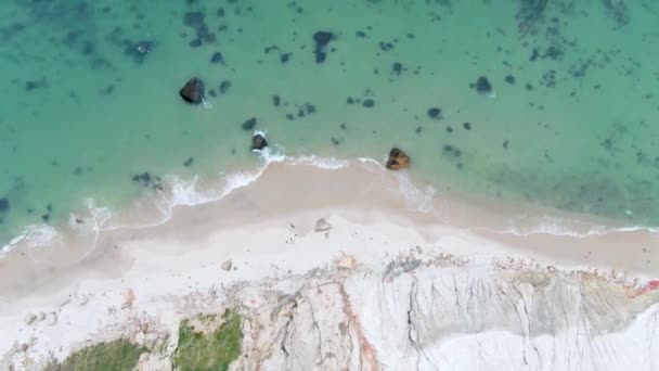 Top View Turquoise Sea Aquinnah Martha Vineyard Island Massachusetts Aerial — 图库视频影像