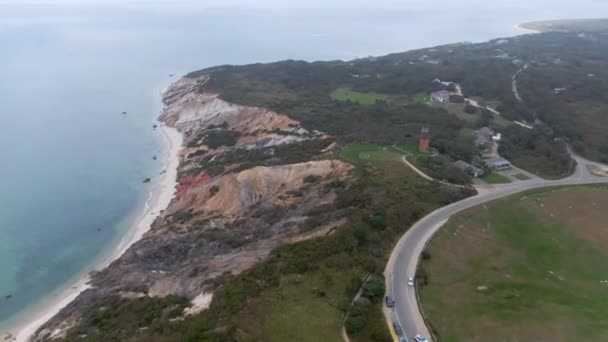 Vista Panorâmica Sobre Famosos Penhascos Cabeça Gay Cape Cod Martha — Vídeo de Stock