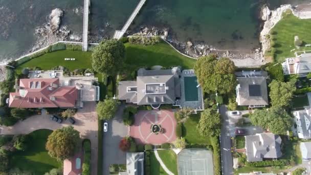 Bird Eye View Marblehead Harbor Usa Κατά Διάρκεια Της Ημέρας — Αρχείο Βίντεο