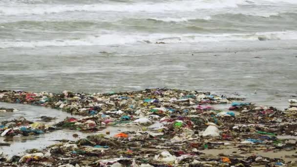 Man Made Disaster Due Disposal Litter Causing Degradation Environment Beaches — Stock videók