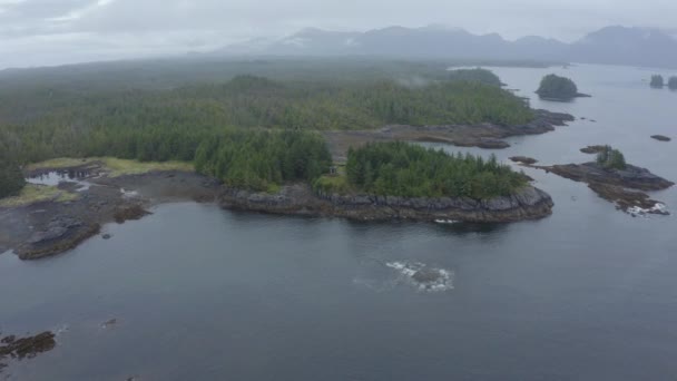 Aerial Shot Beautiful Landscape Native American Island Overcast Day Annette — стоковое видео