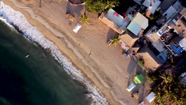 Top Pedestal Aerial Shot Sayulita Beach Sunset Hours Mexico — Stockvideo