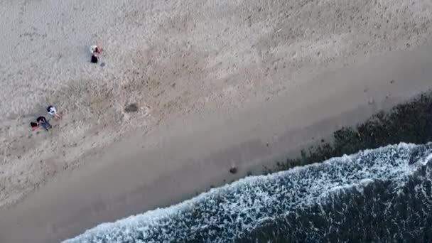 Top Aerial Birdseye View Drone Shot People Chilling Beach Sayulita — Stockvideo