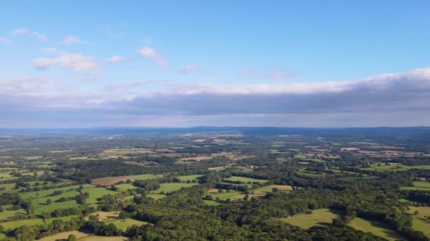 English Berkshire Countryside Aerial Panoramic View — Stock video