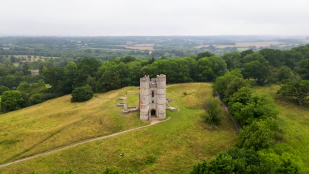 Château Donnington Paysage Verdoyant Environnant Comté Berkshire Angleterre Vue Aérienne — Video