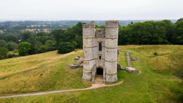 Donnington Mittelalterliche Burg Auf Einem Grünen Hügel Berkshire County Großbritannien — Stockvideo