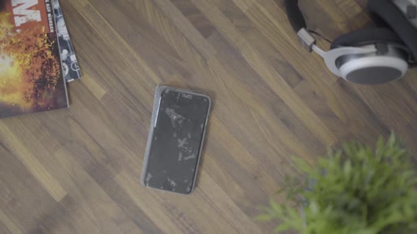 Broken Phone Shown Table Broken Display — Video Stock