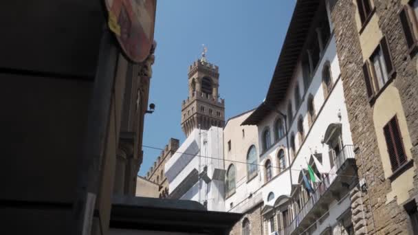 Low Angle View Tenements Palazzo Vecchio Town Hall Florence Italy — Vídeo de stock