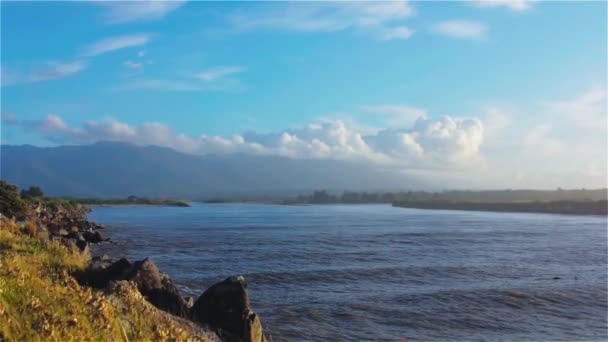 Krásný Výhled Krajinu Přes Buller River Nový Zéland Horami Pozadí — Stock video