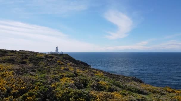 Stumble Head Lighthouse Pembrokesire Coast National Уельсі Вид Повітря — стокове відео