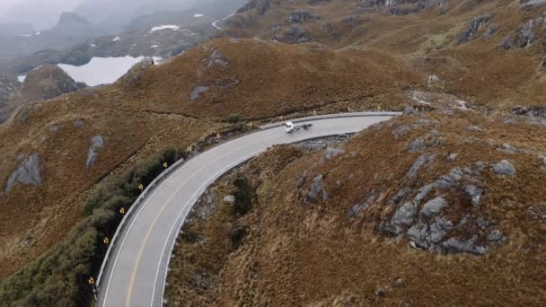 Road Crossing Cajas National Park Ecuatorian Andes 4000 Mts Cuenca — Vídeo de stock