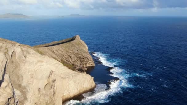 Drone Flying Rabbit Island Secret Tide Pools Hawaii — Wideo stockowe