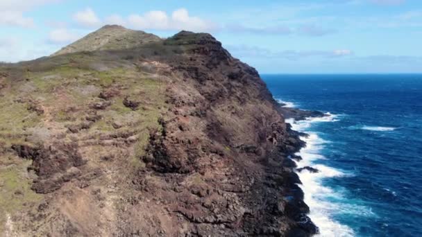 Flying Hawaiian Sea Cliff Makapuu Lighthouse Hike — Stock videók