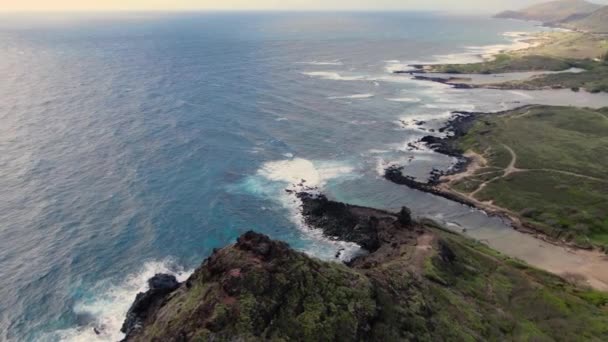 Drone Panorama Secret Beach Oahu Hawaii — Vídeos de Stock