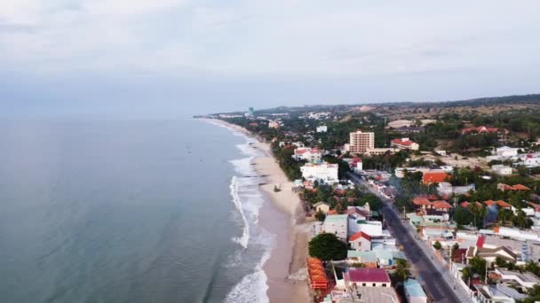 Small Coastal Town Vietnam Tiny Sandy Beach Affected Sand Loss — ストック動画