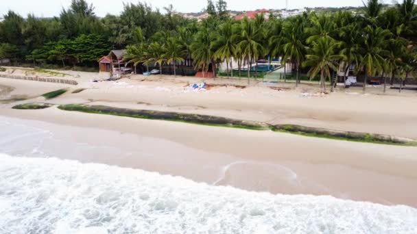Пляжные Барьеры Предотвращения Повышения Уровня Моря Связи Изменением Климата Вьетнаме — стоковое видео