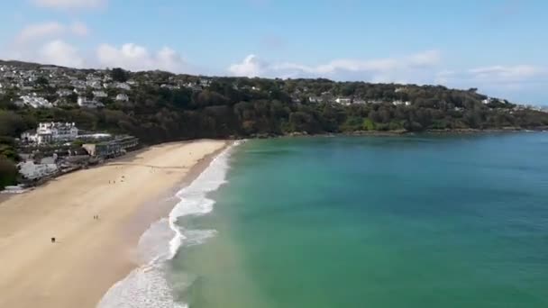 Hyperlapse Ives Long Beach Cornwall Aerial Forward — Stock Video