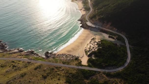 Exotic Sandy Beach Vietnam Coastal Road Aerial View — Vídeo de Stock