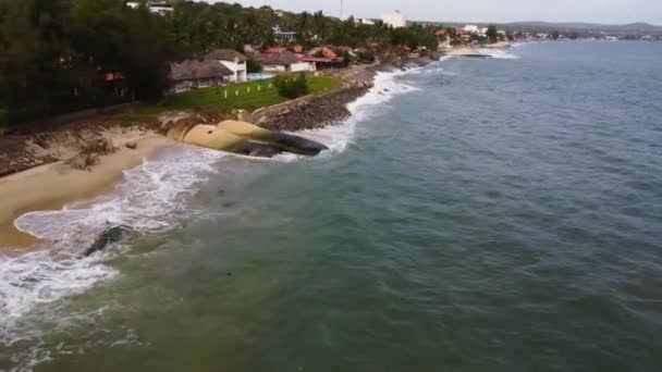 Drone Fly Vietnam Coastline Tropical Luxury Resort Holiday Revealing Geologic — Video