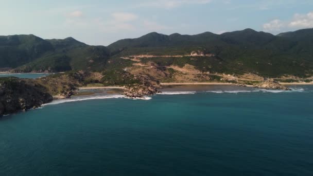 Beautifully Clear Blue Sea Gently Ends Beautiful Sandy Beaches Vinh — Video Stock