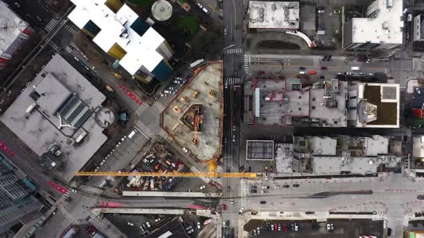 Overhead Shot Building Construction Downtown District — Stockvideo