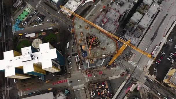 Top Aerial Skyscraper Being Built Seattle — ストック動画