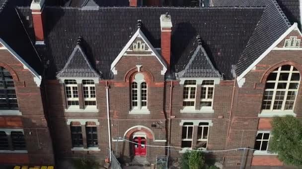 Drone Ascend Reveal Old Church Turned School Active Renovations Maintenance — Video