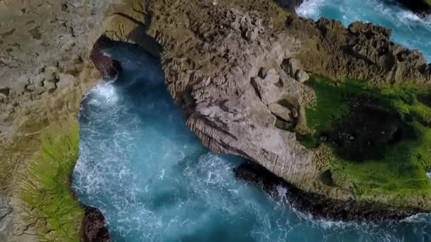 Wonderful Aerial View Flight Drone Top View Big Ocean Waves — Vídeos de Stock