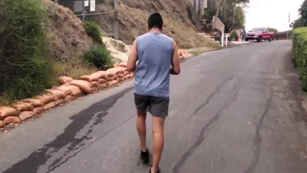 Male Starting His Run Hike Dirt Path — ストック動画