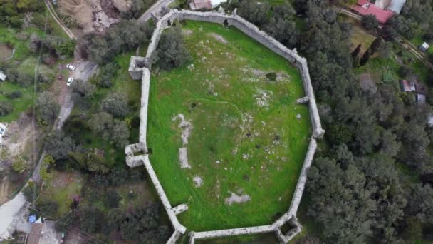 Gorgeous Aerial View Flight Drone Camera Pointing Footage Castle Ruins — Stock Video