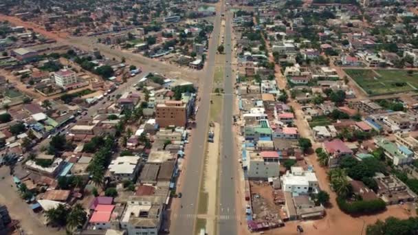 Cinématique Mouvement Avant Vue Aérienne Route Ville Africaine Lom Afrique — Video