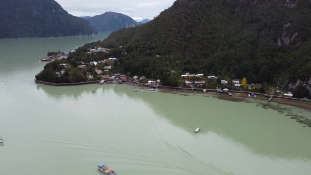 Unique Place Called Caleta Tortel Village Streets Chile Famous Fjord — Stockvideo