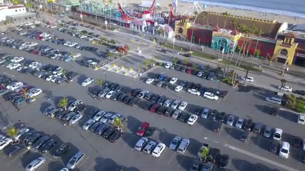 Cars Parking Clouds Sky Buttery Soft Aerial View Flight Slowly — Vídeo de Stock