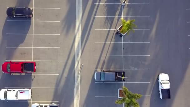 Parking Area Cars Pick Trucks White Car Amazing Aerial Rotation — Stockvideo