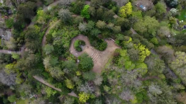 Trees Stairs Monument Stunning Aerial View Flight Rotation 360 Drone — Stock videók