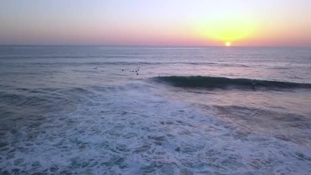 Why All Surfers Always Meet Water Sunset Fantastic Aerial View — 图库视频影像