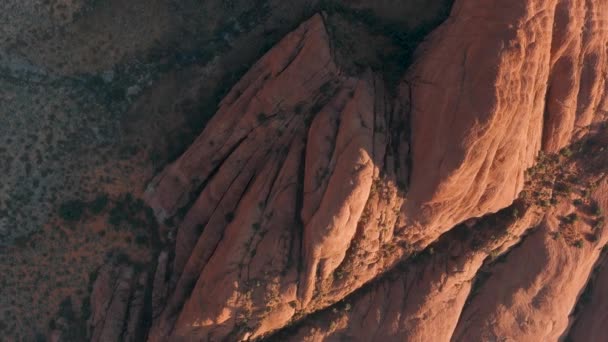 Overhead Aerial Sun Setting Rocks Snow Canyon State Park — Stockvideo