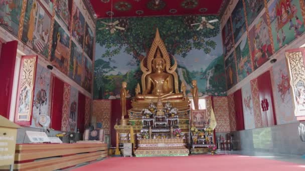 Peaceful Buddha Statue Decoration Plai Laem Temple Koh Samui — Vídeo de Stock