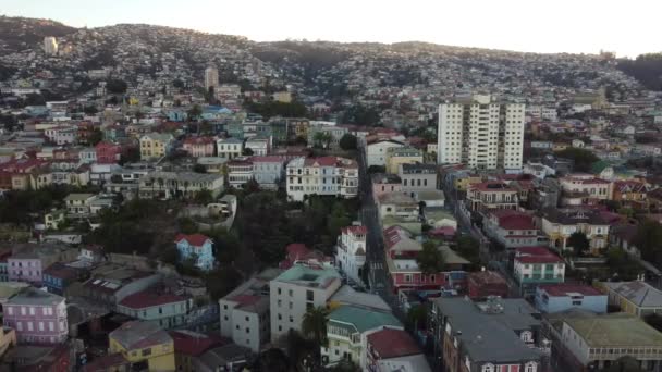 Vista Aérea Panorâmica Cerro Alegre Hill Valparaíso Chile — Vídeo de Stock