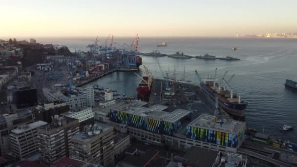 Vista Aérea Superior Cidade Portuária Valparaíso Chile — Vídeo de Stock