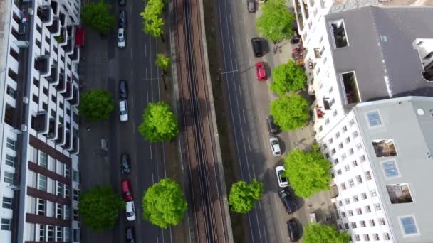 Work Panorama Long Wide Street Middle Berlin Gorgeous Aerial View — Stockvideo