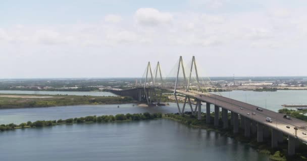 Etablera Skott Fred Hartman Bridge Baytown Texas — Stockvideo