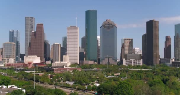 Flygplan Från Houstons Centrum — Stockvideo